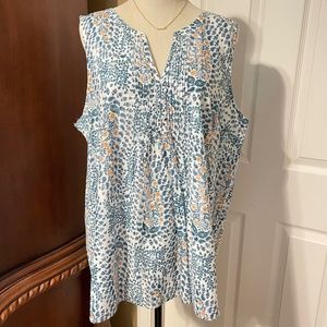 Nordstrom Caslon Teal Soul Boho Print Sleeveless Top